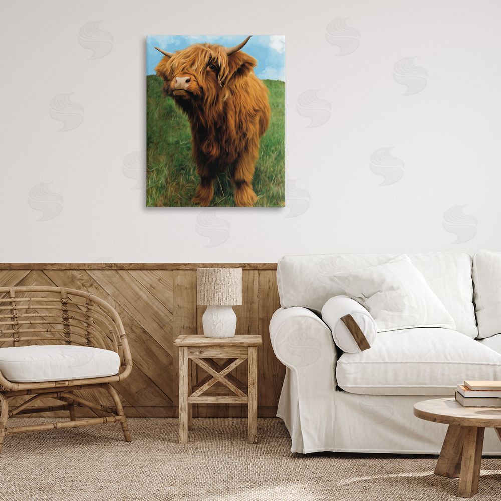 Renel Peters Mini Highland Cow Calf Canvas Wall Art Print in Room