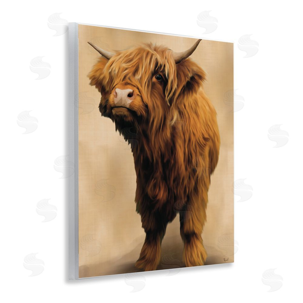 Renel Peters Mini Highland Cow on Neutrals Wall Plaque Art Print