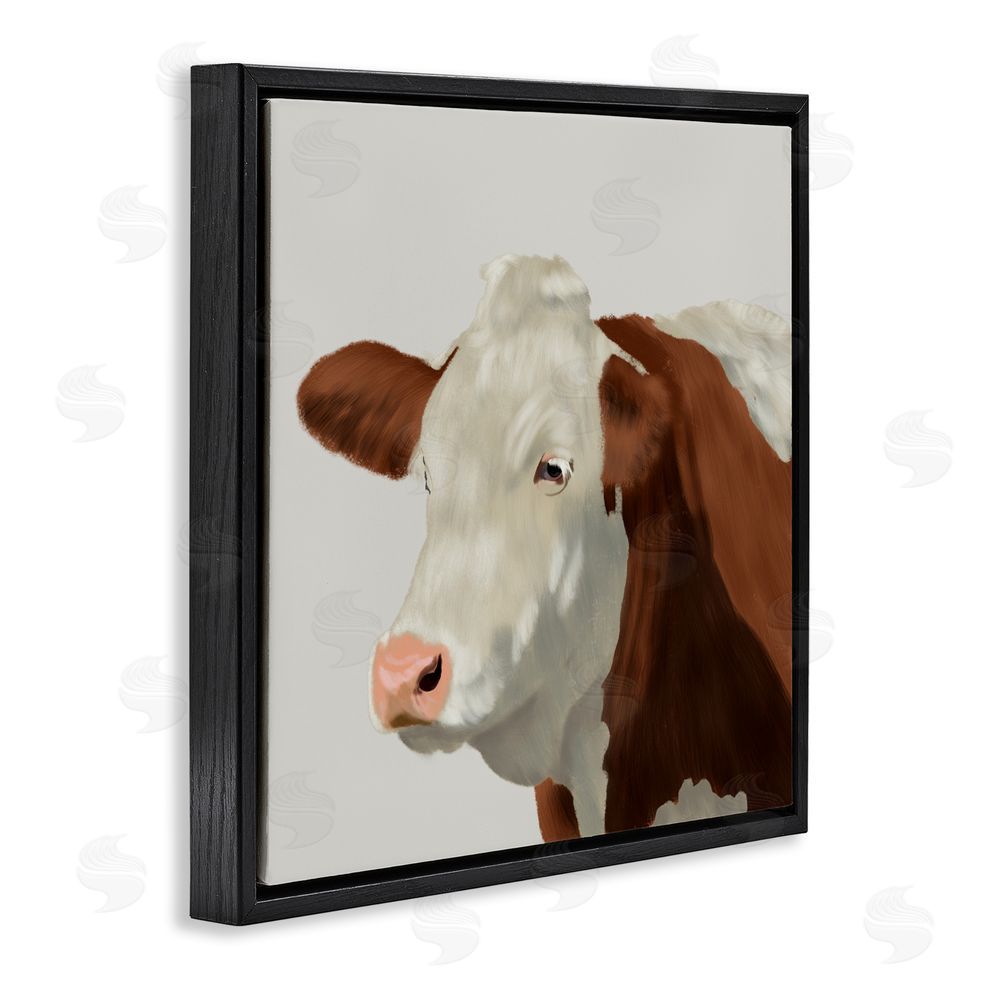 Marcus Prime Farm Friend Cow Portrait Black Floating Frame Canvas Wall Art Print