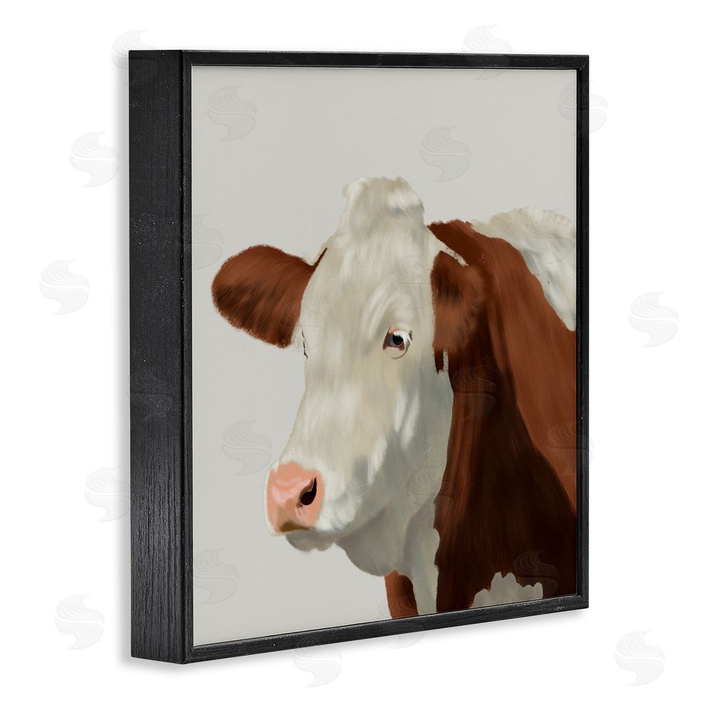 Marcus Prime Farm Friend Cow Portrait Black Framed Giclee Wall Art Print