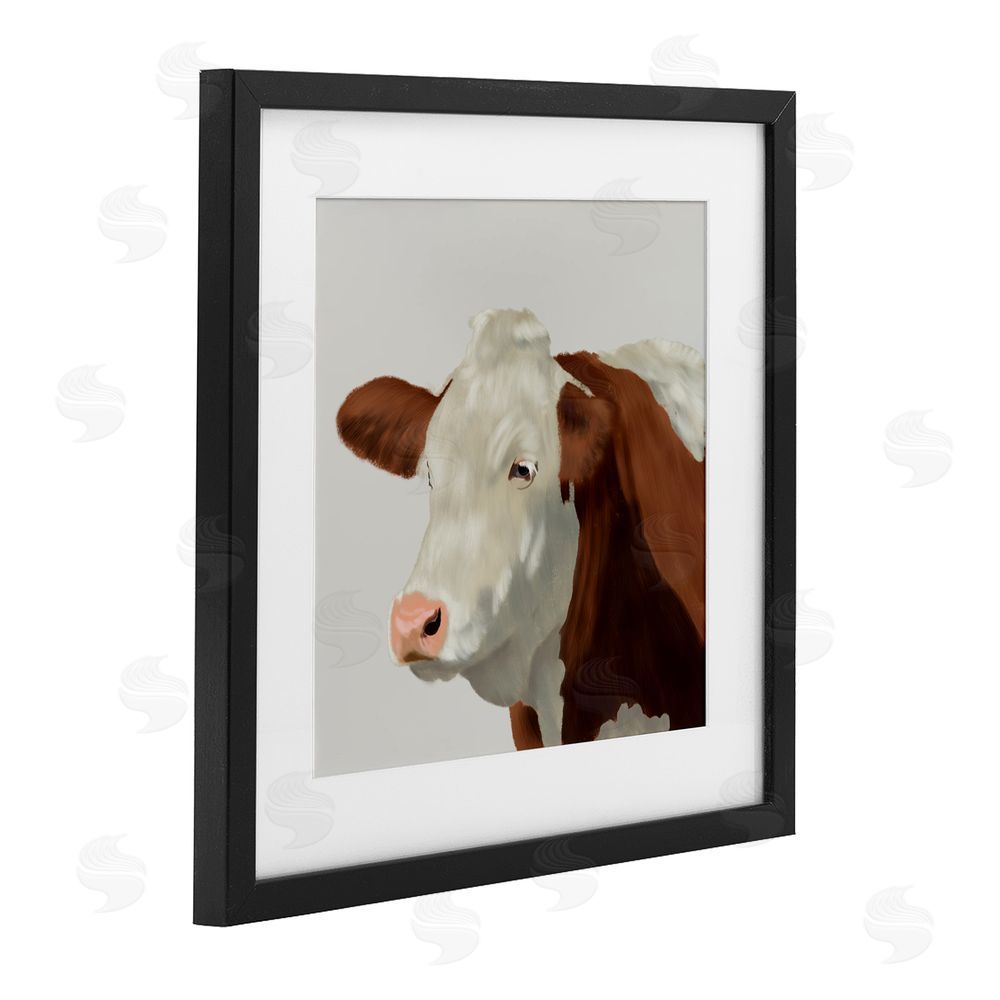 Marcus Prime Farm Friend Cow Portrait Black Framed Print Under Glass Wall Art