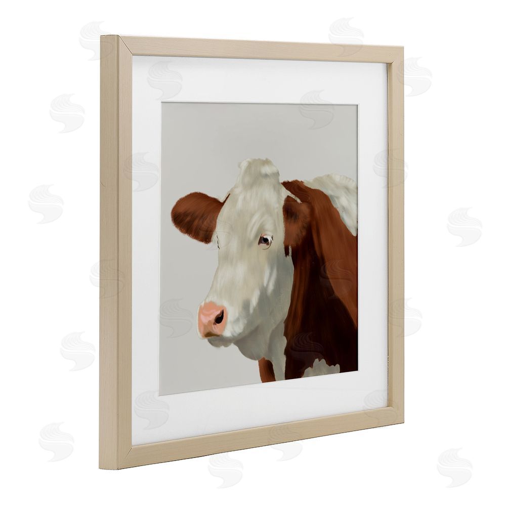 Marcus Prime Farm Friend Cow Portrait Birch Framed Print Under Glass Wall Art