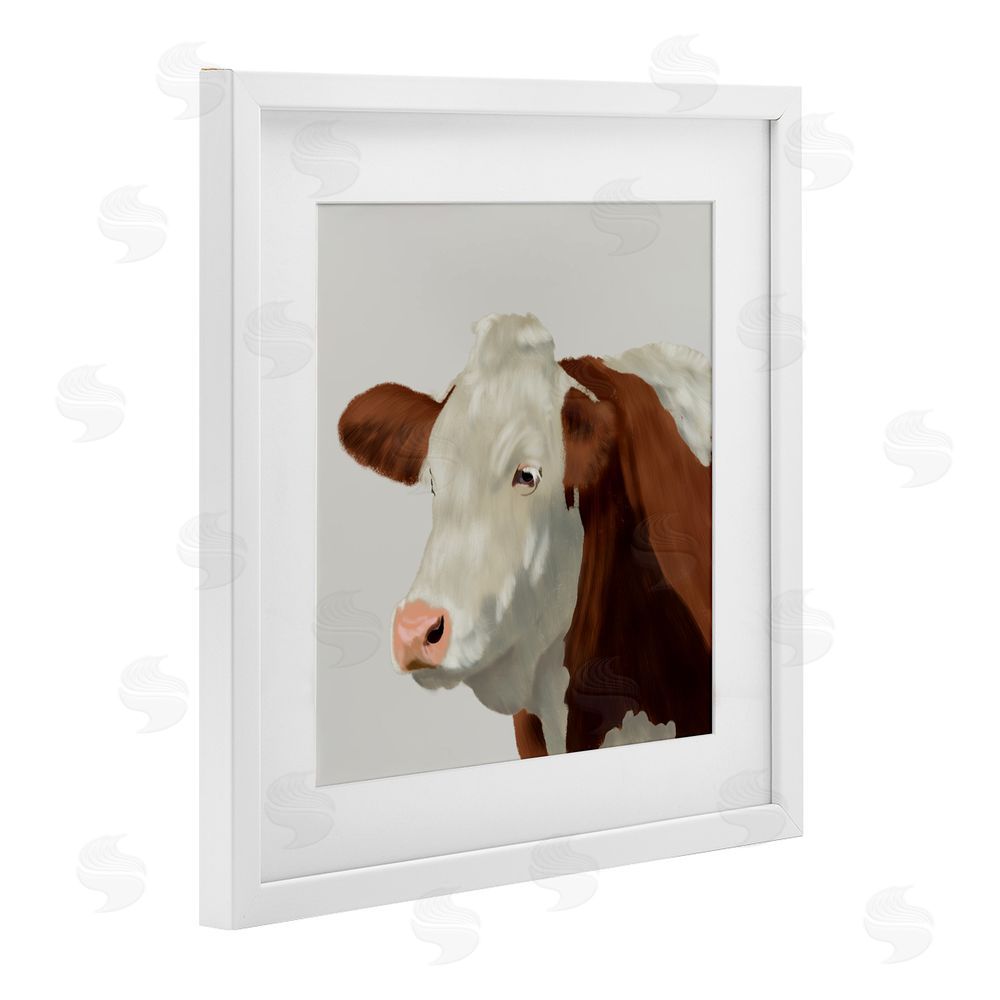 Marcus Prime Farm Friend Cow Portrait White Framed Print Under Glass Wall Art