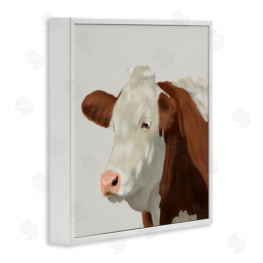 Marcus Prime Farm Friend Cow Portrait White Framed Giclee Wall Art Print