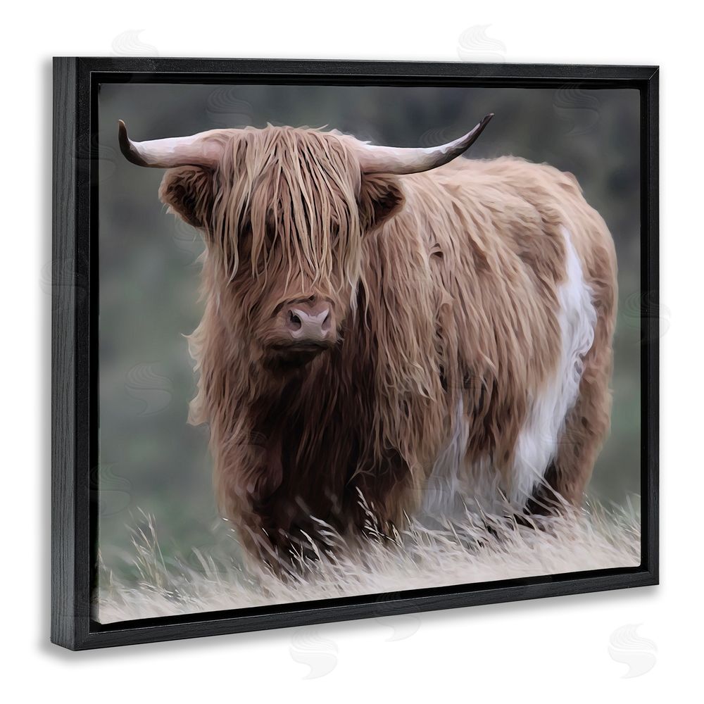 Marcus Prime Wandering Harry Highland Cattle Black Floating Frame Canvas Wall Art Print