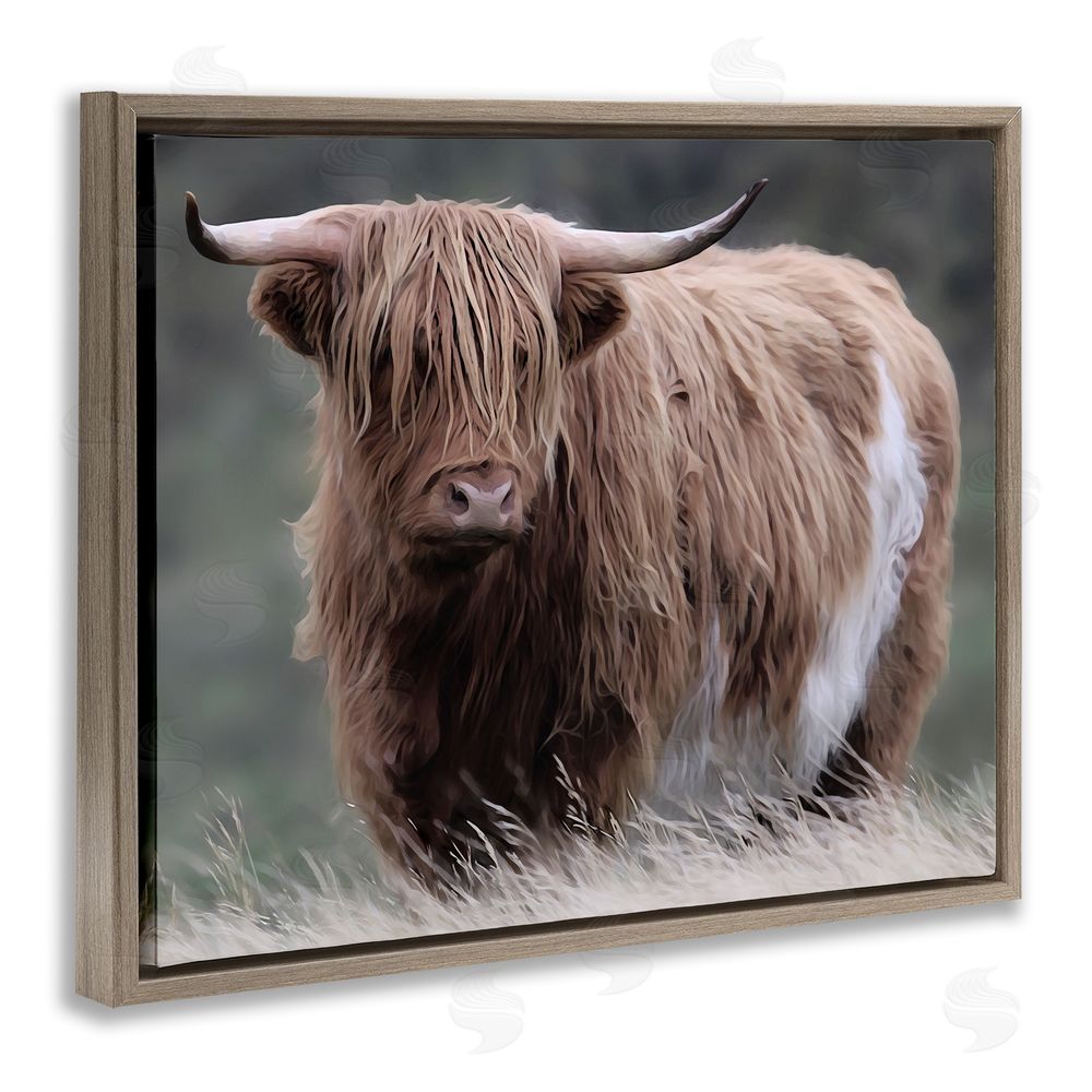 Marcus Prime Wandering Harry Highland Cattle Brown Floating Frame Canvas Wall Art Print