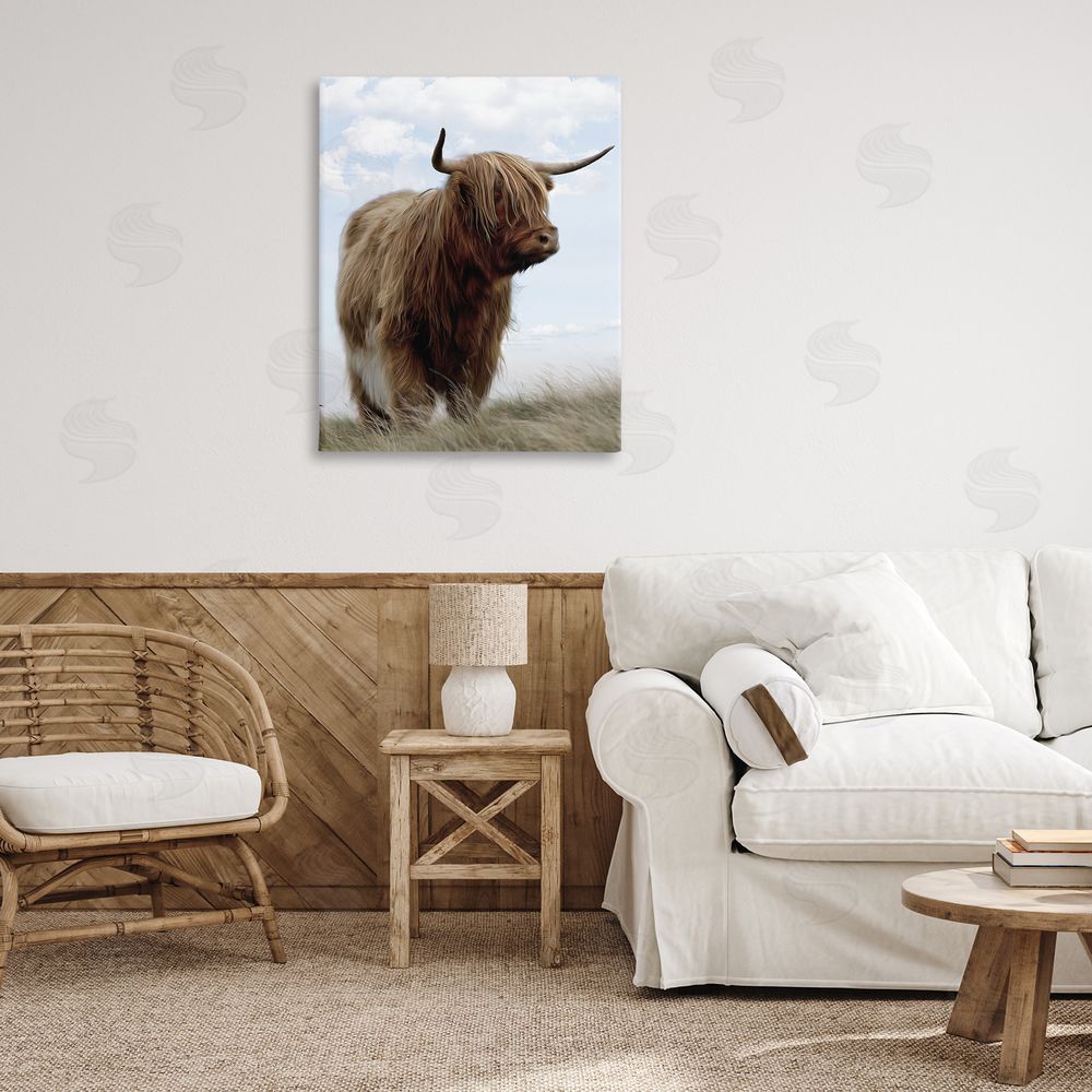 Marcus Prime Restful Look Highland Cattle Stretched Canvas Wall Art in Room