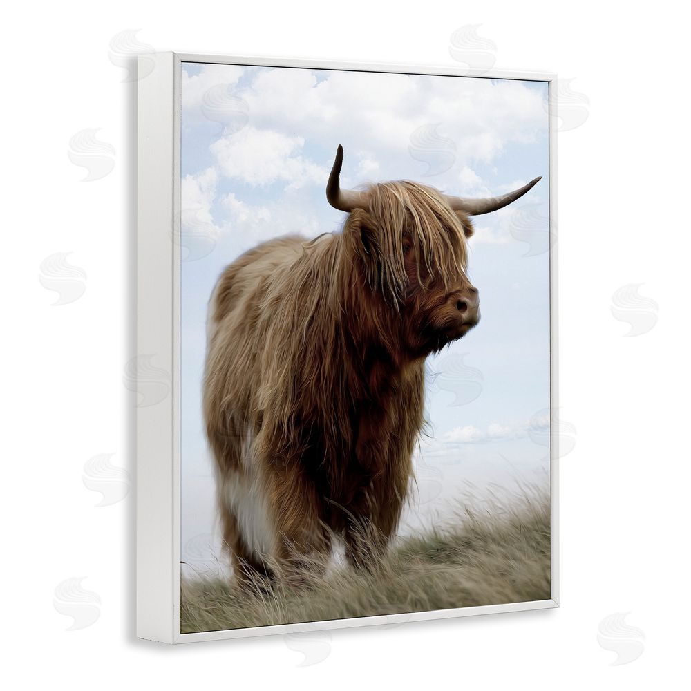 Marcus Prime Restful Look Highland Cattle White Framed Giclee Wall Art Print