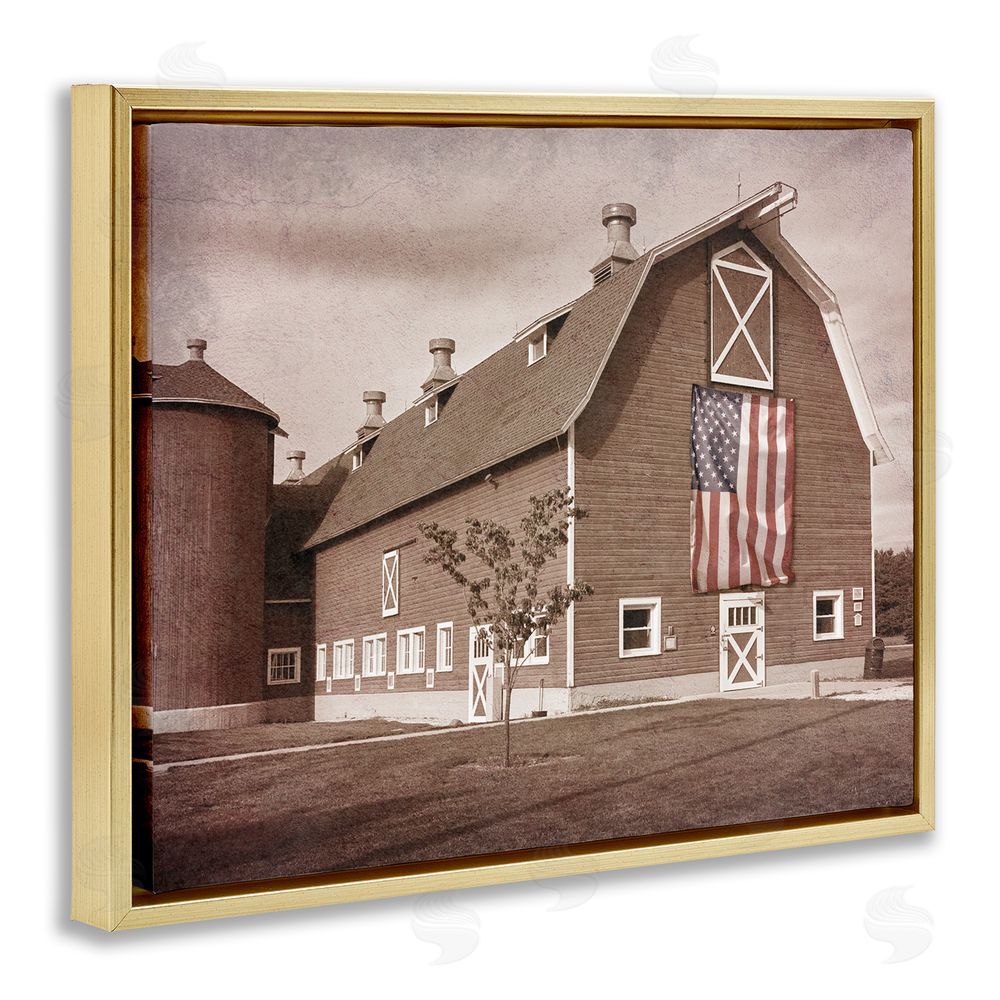 Marcus Prime Rural America Barn Gold Floating Frame Canvas Wall Art Print