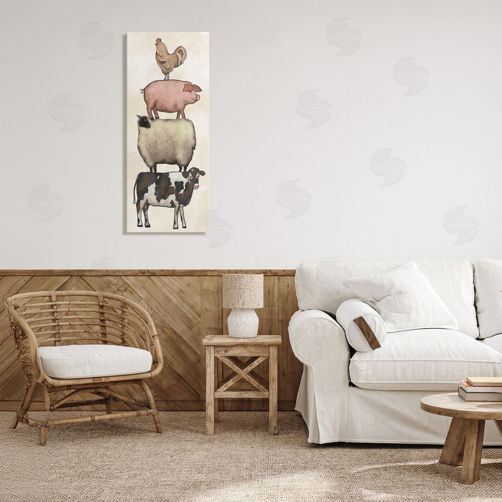 Leah Noel Art All Together Vintage Farm Animals Stretched Canvas Wall Art in Room