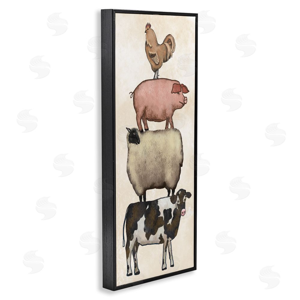 Leah Noel Art All Together Vintage Farm Animals Black Framed Giclee Wall Art Print