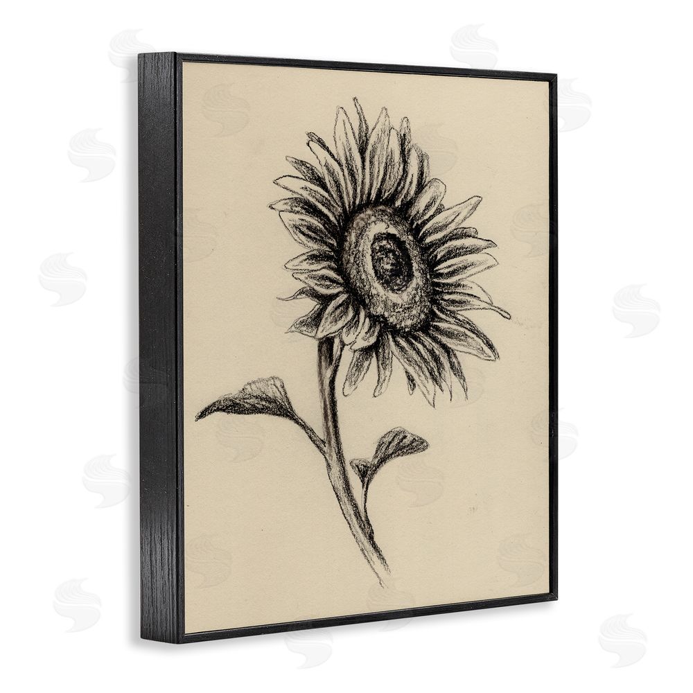 Leah Noel Art Sunflowers in Charcoal Black Framed Giclee Wall Art Print