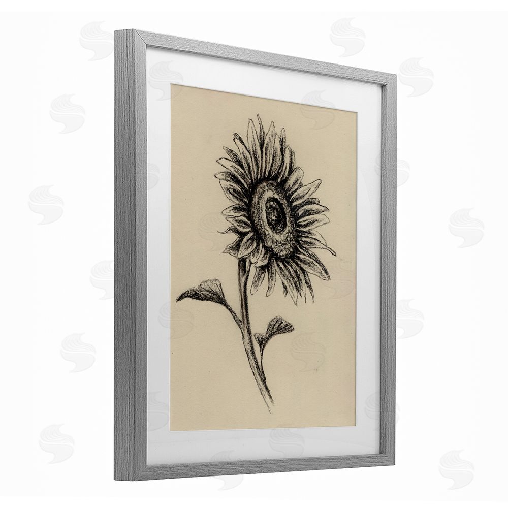Leah Noel Art Sunflowers in Charcoal Gray Framed Print Under Glass Wall Art