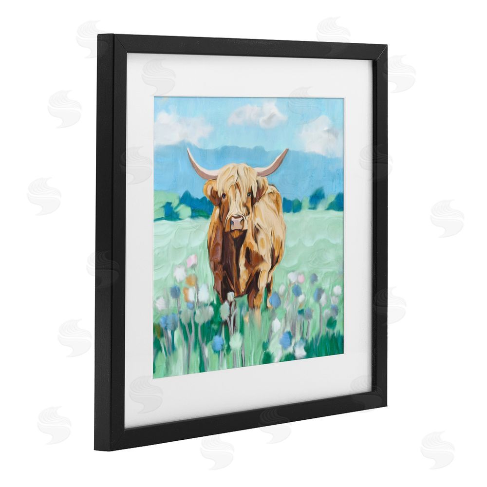 Kim Allen Blue Sky Highland Black Framed Print Under Glass Wall Art