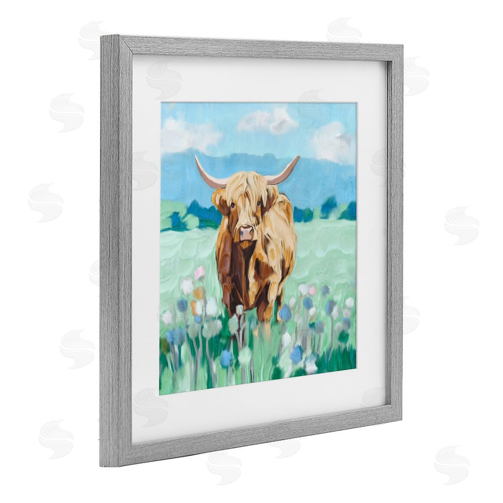 Kim Allen Blue Sky Highland Gray Framed Print Under Glass Wall Art