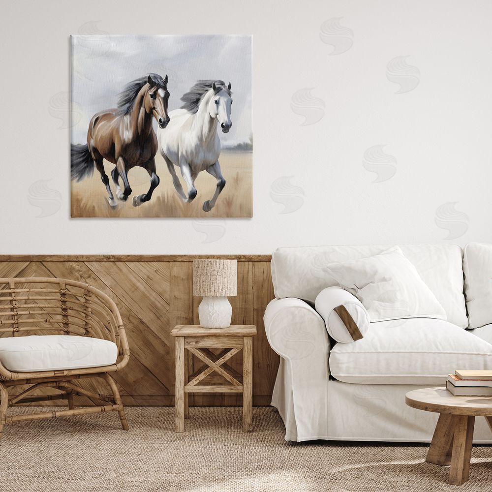 Kim Allen Wild Run Twin Horses Stretched Canvas Wall Art in Room