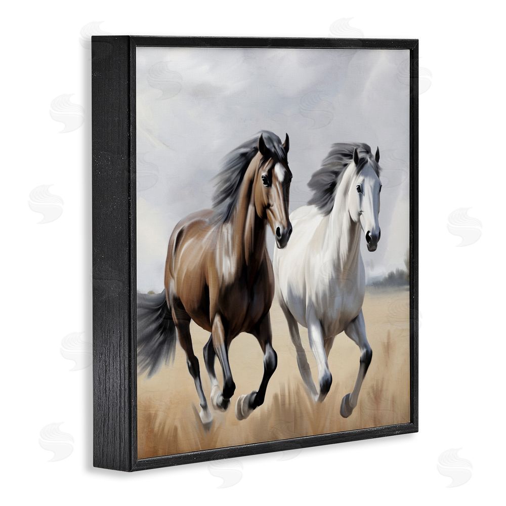 Kim Allen Wild Run Twin Horses Black Framed Giclee Wall Art Print