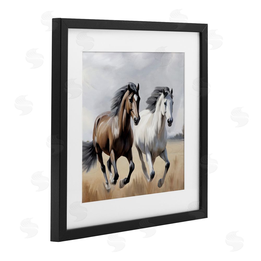 Kim Allen Wild Run Twin Horses Black Framed Print Under Glass Wall Art