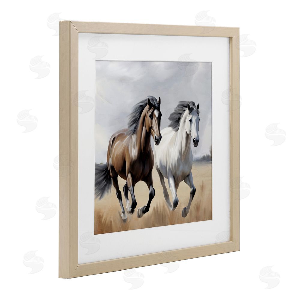 Kim Allen Wild Run Twin Horses Birch Framed Print Under Glass Wall Art