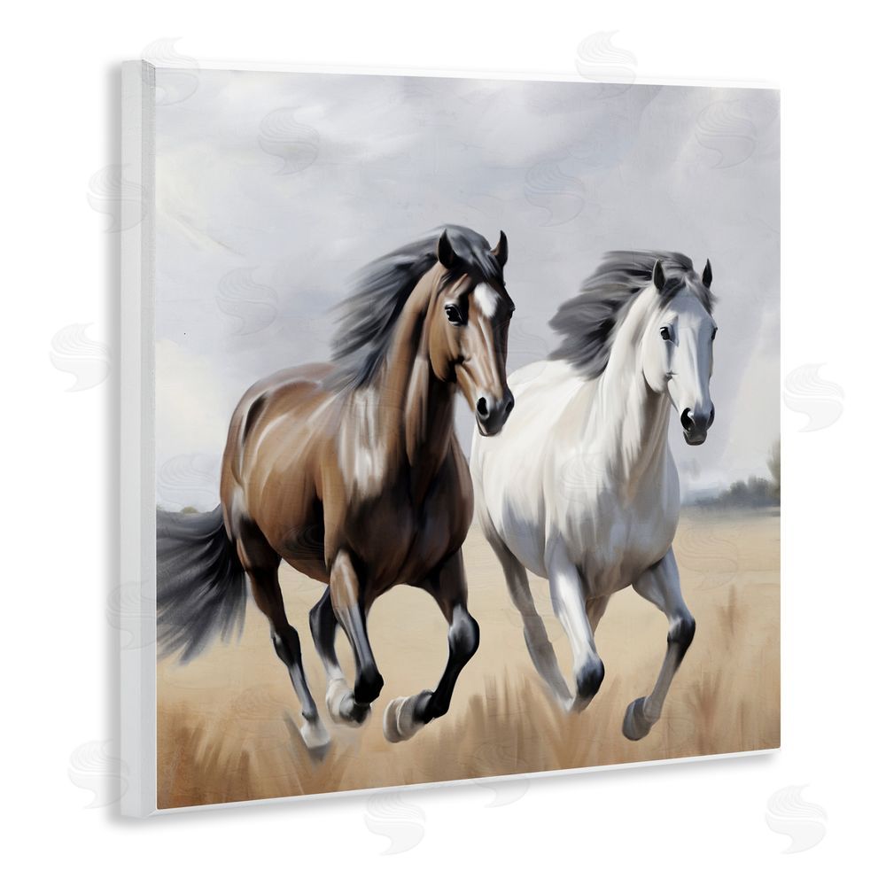 Kim Allen Wild Run Twin Horses Wall Plaque Art Print
