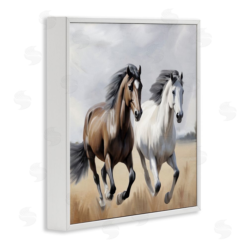 Kim Allen Wild Run Twin Horses White Framed Giclee Wall Art Print