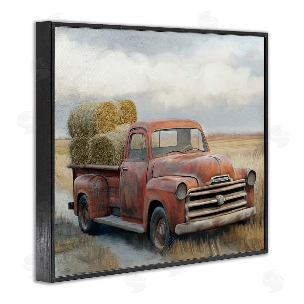 Kim Allen Hay Time Farm Truck Load Black Framed Giclee Wall Art Print