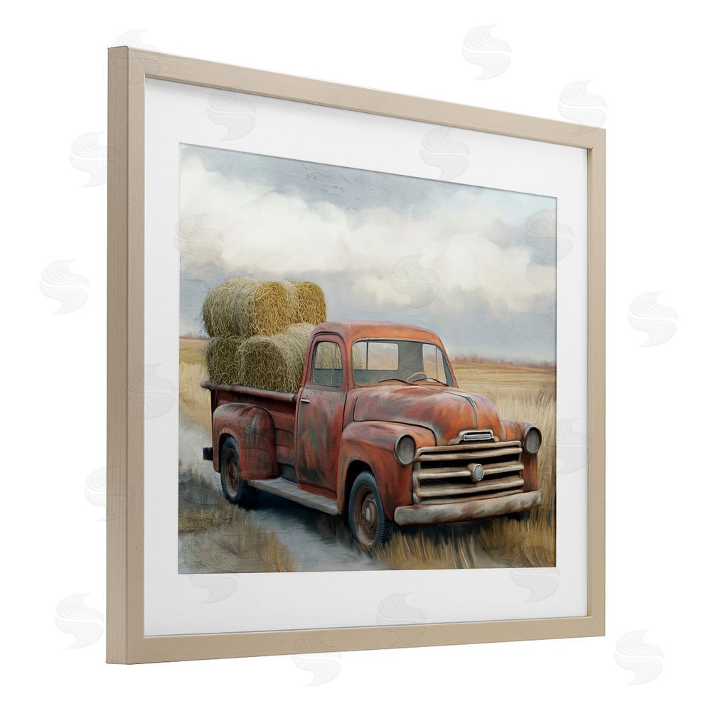 Kim Allen Hay Time Farm Truck Load Birch Framed Print Under Glass Wall Art