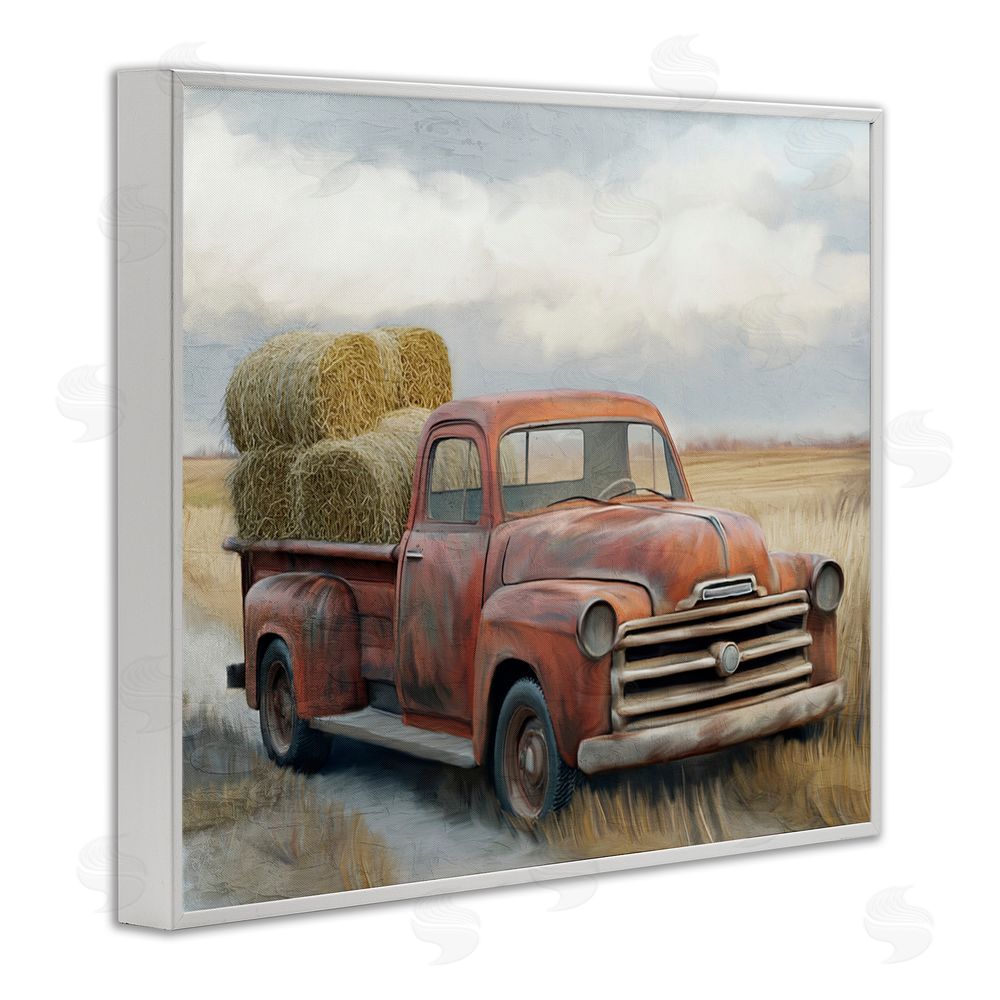 Kim Allen Hay Time Farm Truck Load White Framed Giclee Wall Art Print