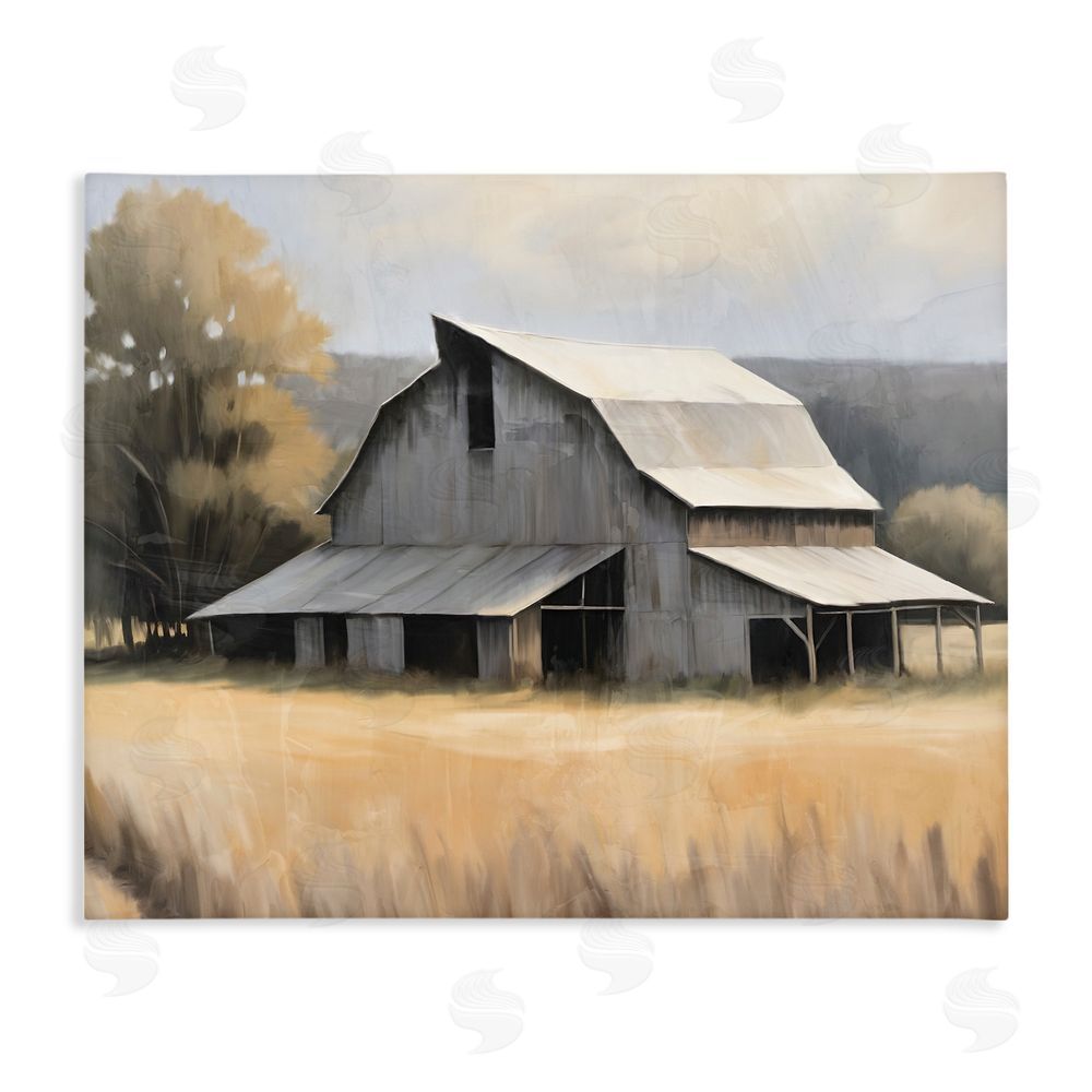 Kim Allen In The Field Farm Structure Stretched Canvas Wall Art Print