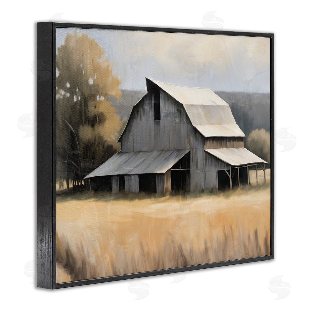 Kim Allen In The Field Farm Structure Black Framed Giclee Wall Art Print