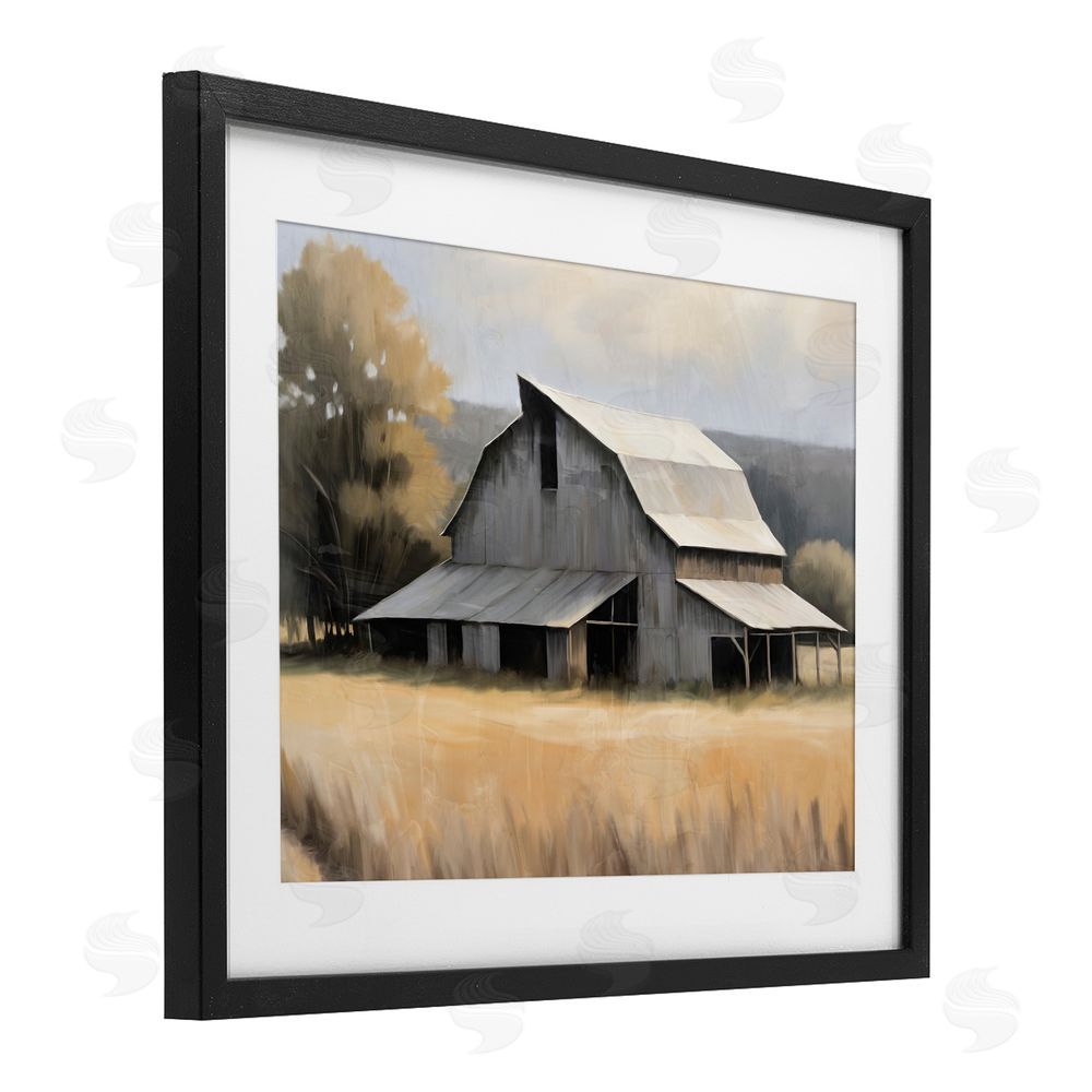 Kim Allen In The Field Farm Structure Black Framed Print Under Glass Wall Art