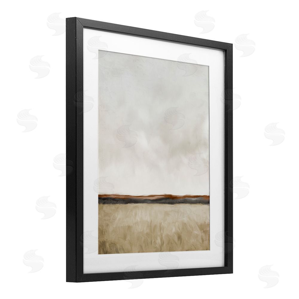 Kim Allen Distant View in Neutrals Black Framed Print Under Glass Wall Art