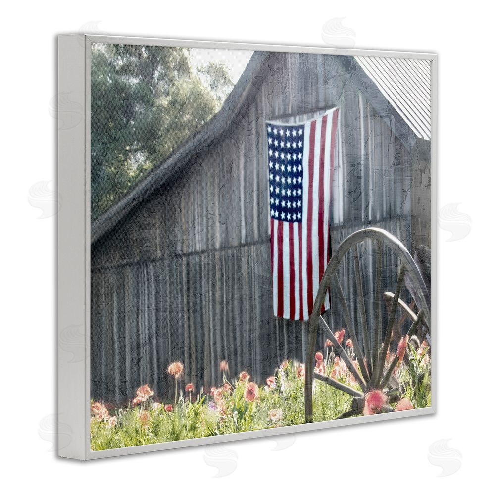 Kim Allen USA Wagon Wheel Barn White Framed Giclee Wall Art Print