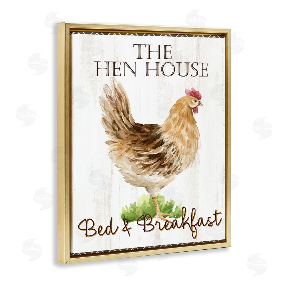 Anne Bailey Hen House Bed and Breakfast Gold Floating Frame Canvas Wall Art Print