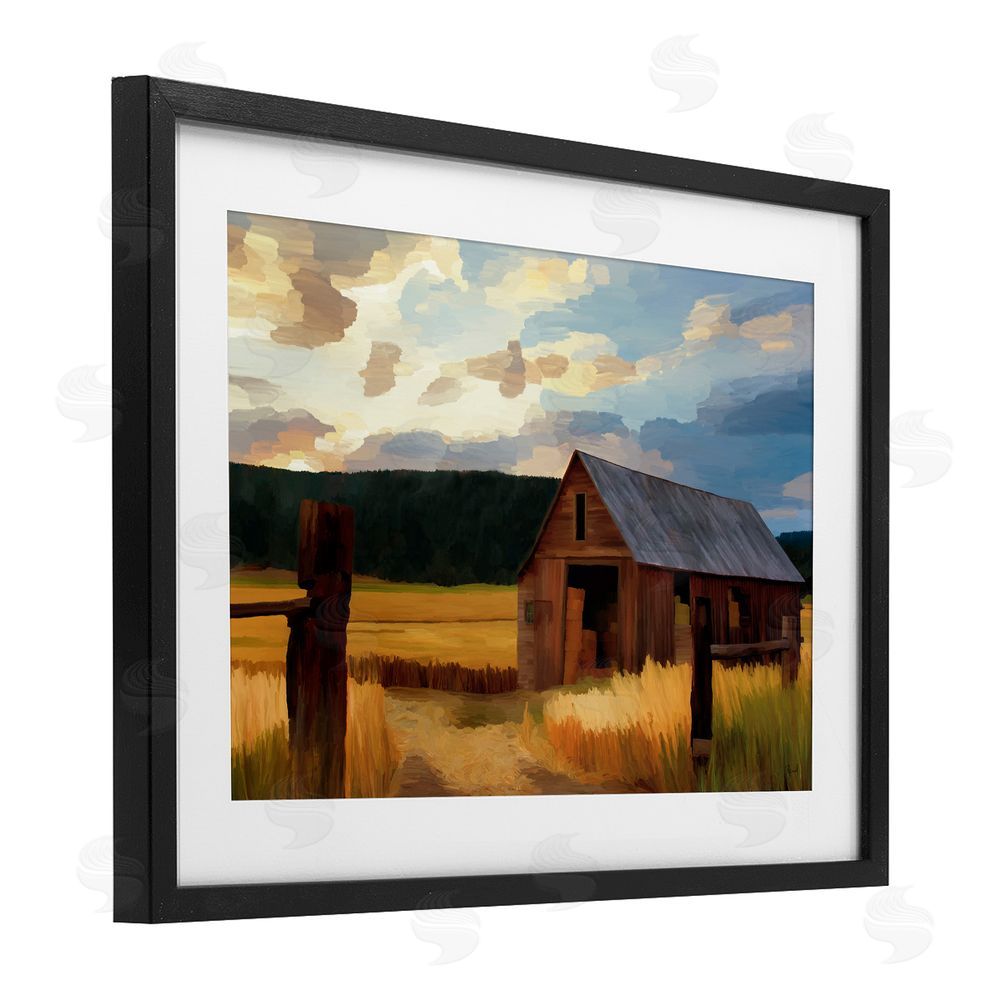 Renel Peters Harvest Time Autumn Barn Black Framed Print Under Glass Wall Art