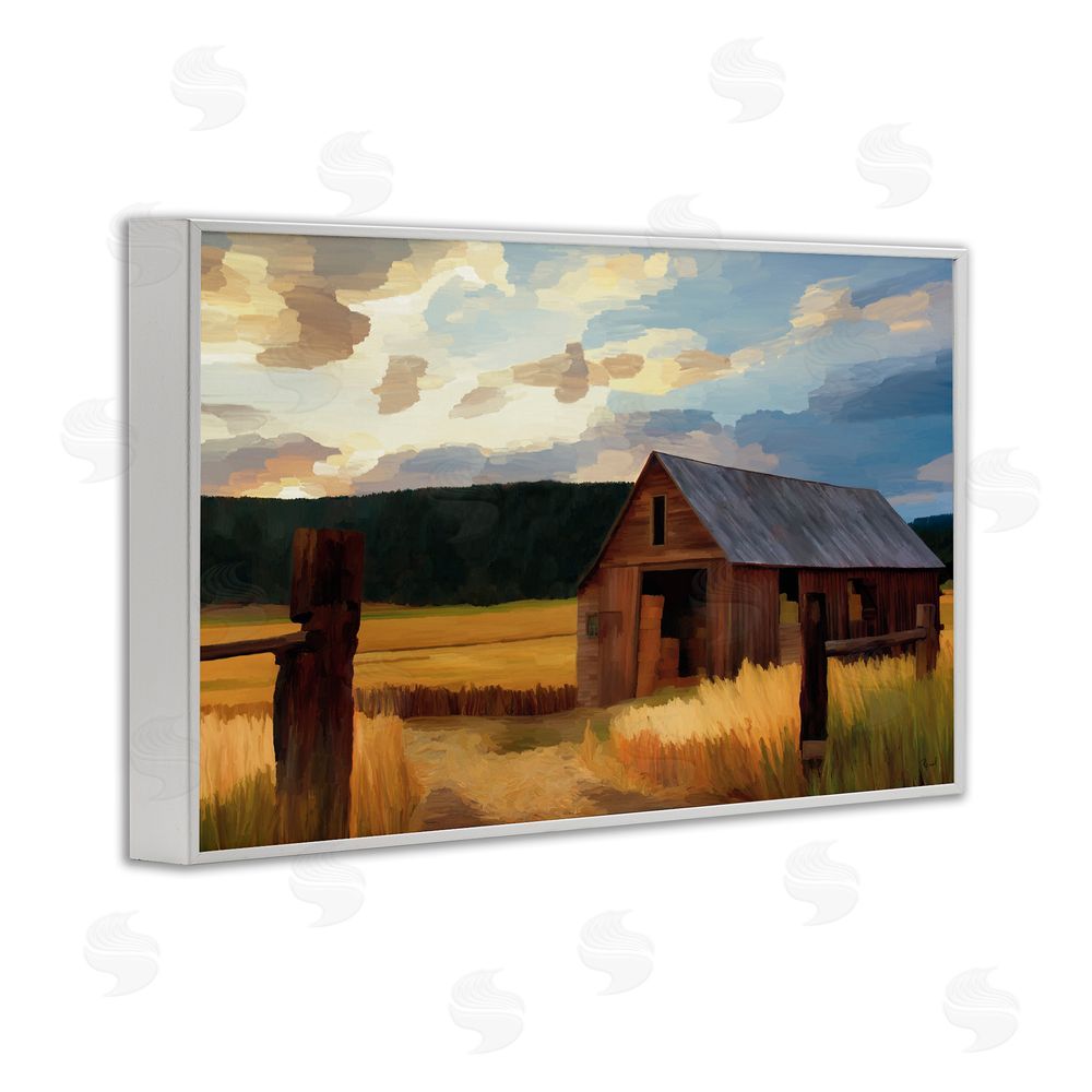 Renel Peters Harvest Time Autumn Barn White Framed Giclee Wall Art Print