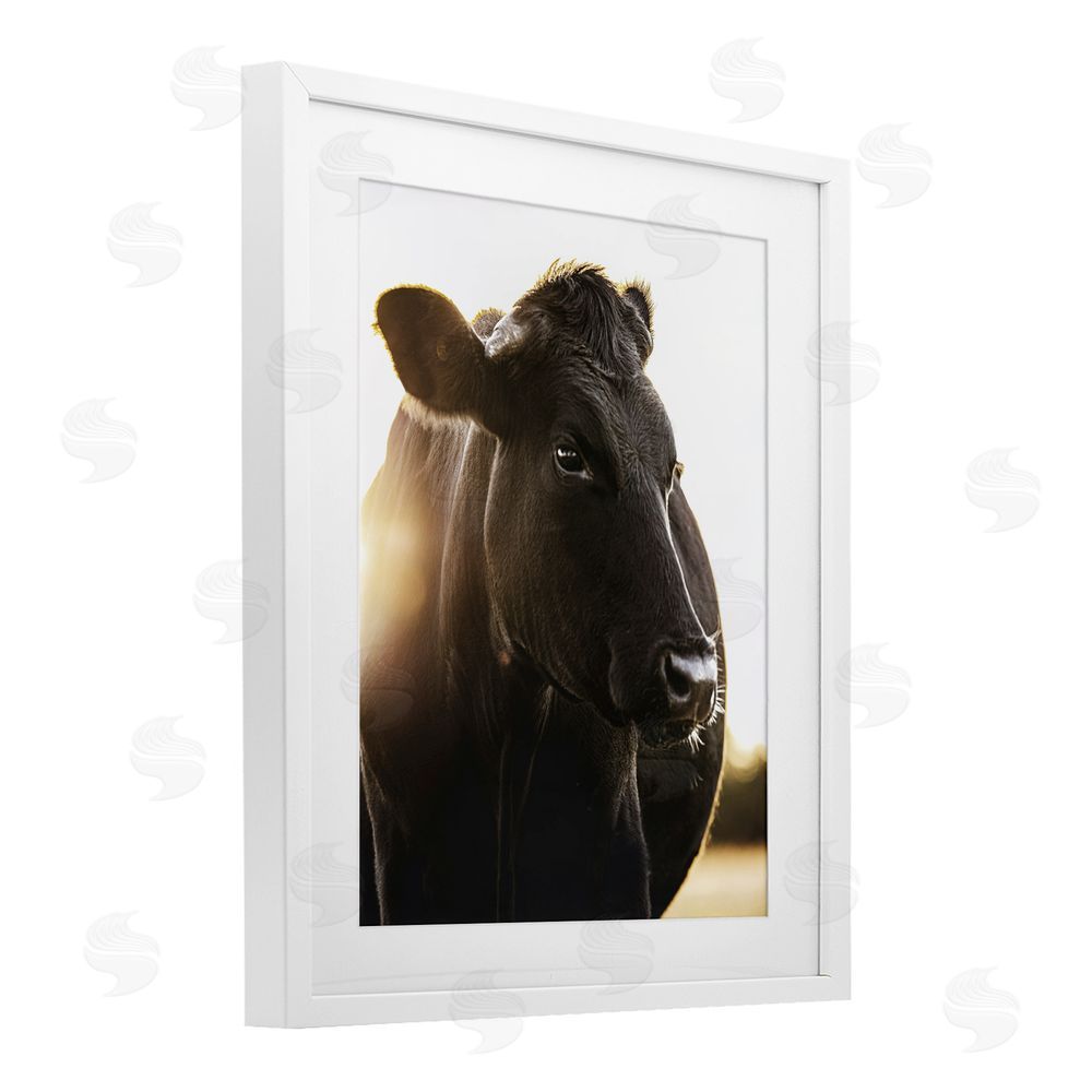 Leah Straatsma Bessie The Cow Portrait White Framed Print Under Glass Wall Art