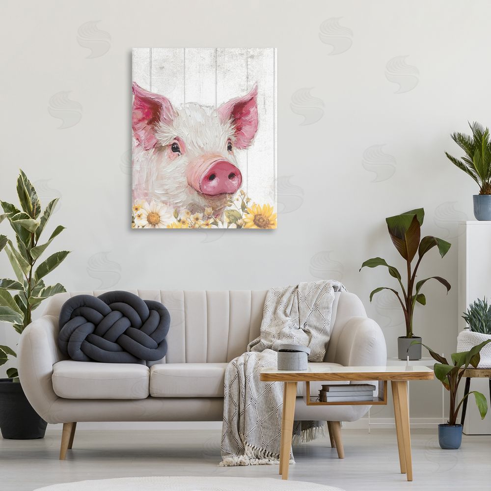 Christine Simpson Art Pig and Sunflowers Canvas Wall Art Print in Room