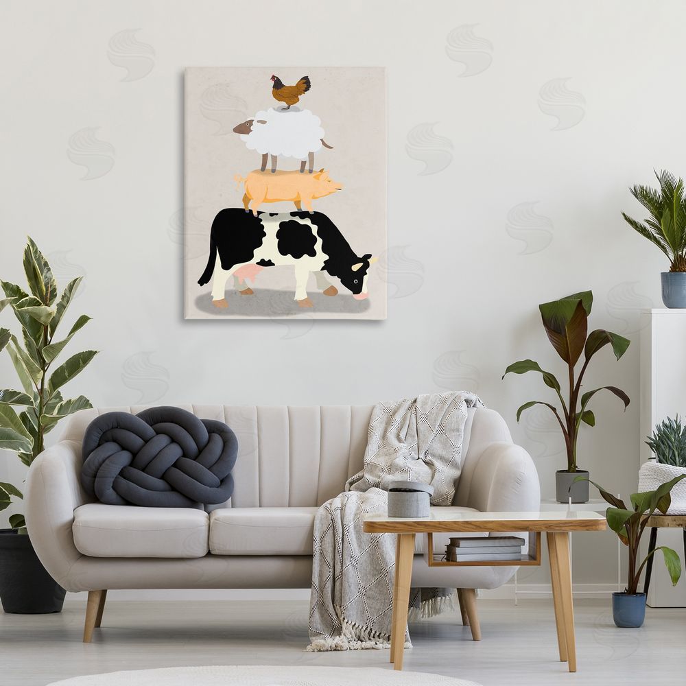 Marcus Prime Farm Stack over Beige Canvas Wall Art Print in Room