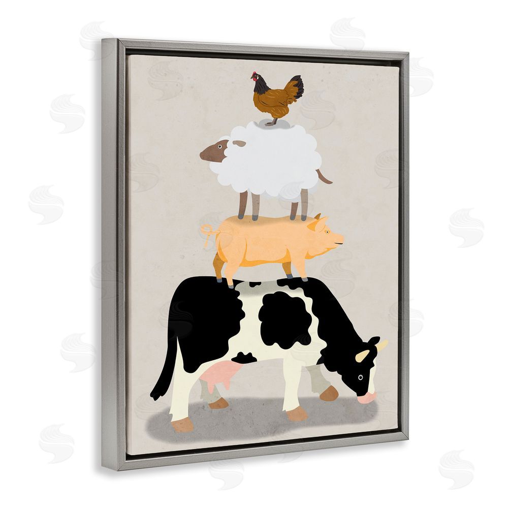 Marcus Prime Farm Stack over Beige Gray Floating Frame Canvas Wall Art Print