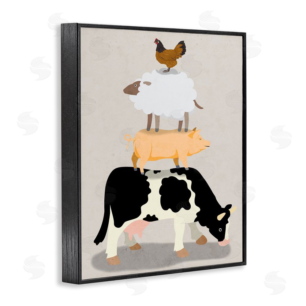 Marcus Prime Farm Stack over Beige Black Framed Giclee Wall Art Print