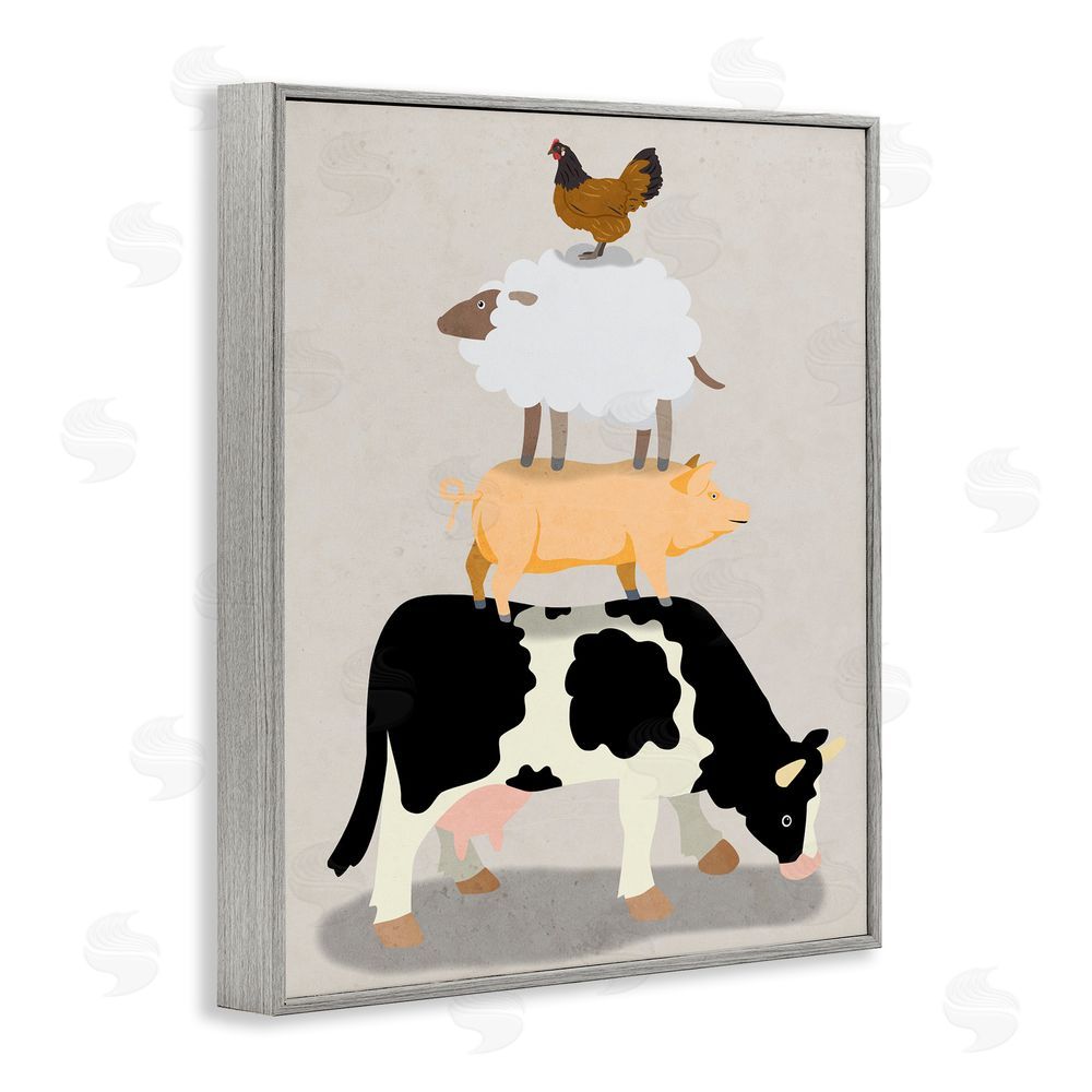 Marcus Prime Farm Stack over Beige Gray Framed Giclee Wall Art Print