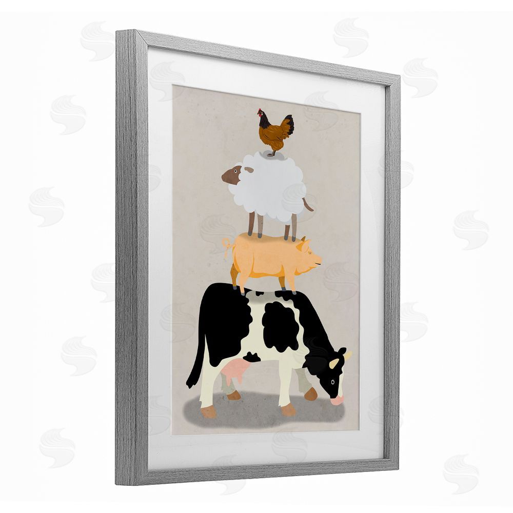 Marcus Prime Farm Stack over Beige Gray Framed Print Under Glass Wall Art
