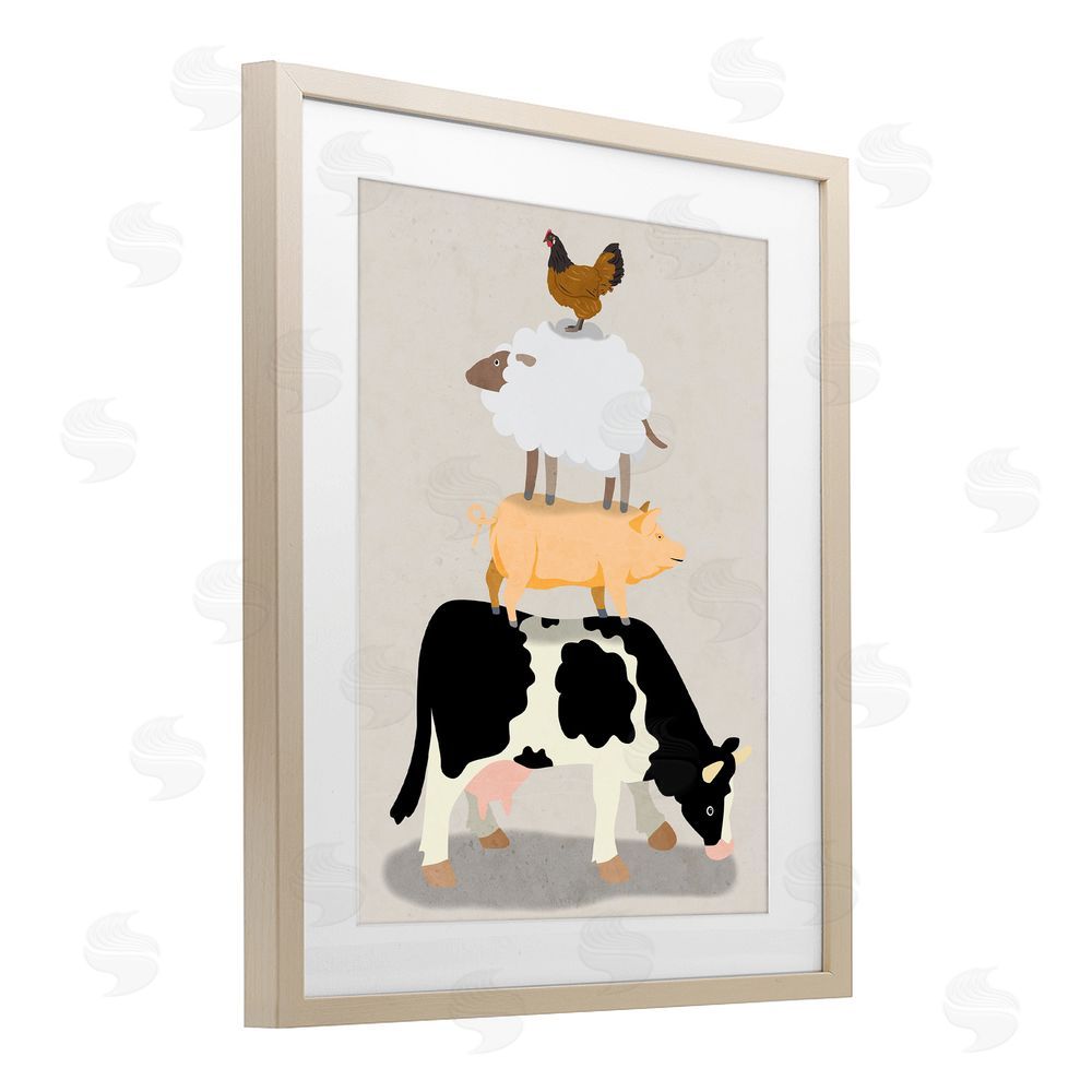 Marcus Prime Farm Stack over Beige Birch Framed Print Under Glass Wall Art