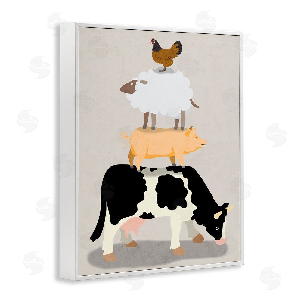 Marcus Prime Farm Stack over Beige White Framed Giclee Wall Art Print