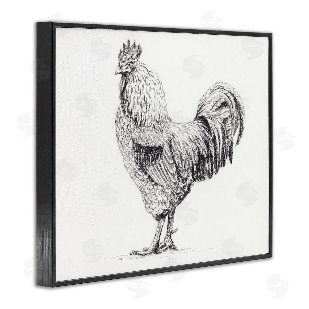 Leah Noel Art Rooster in Charcoal Black Framed Giclee Wall Art Print