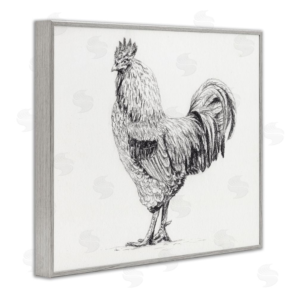 Leah Noel Art Rooster in Charcoal Gray Framed Giclee Wall Art Print