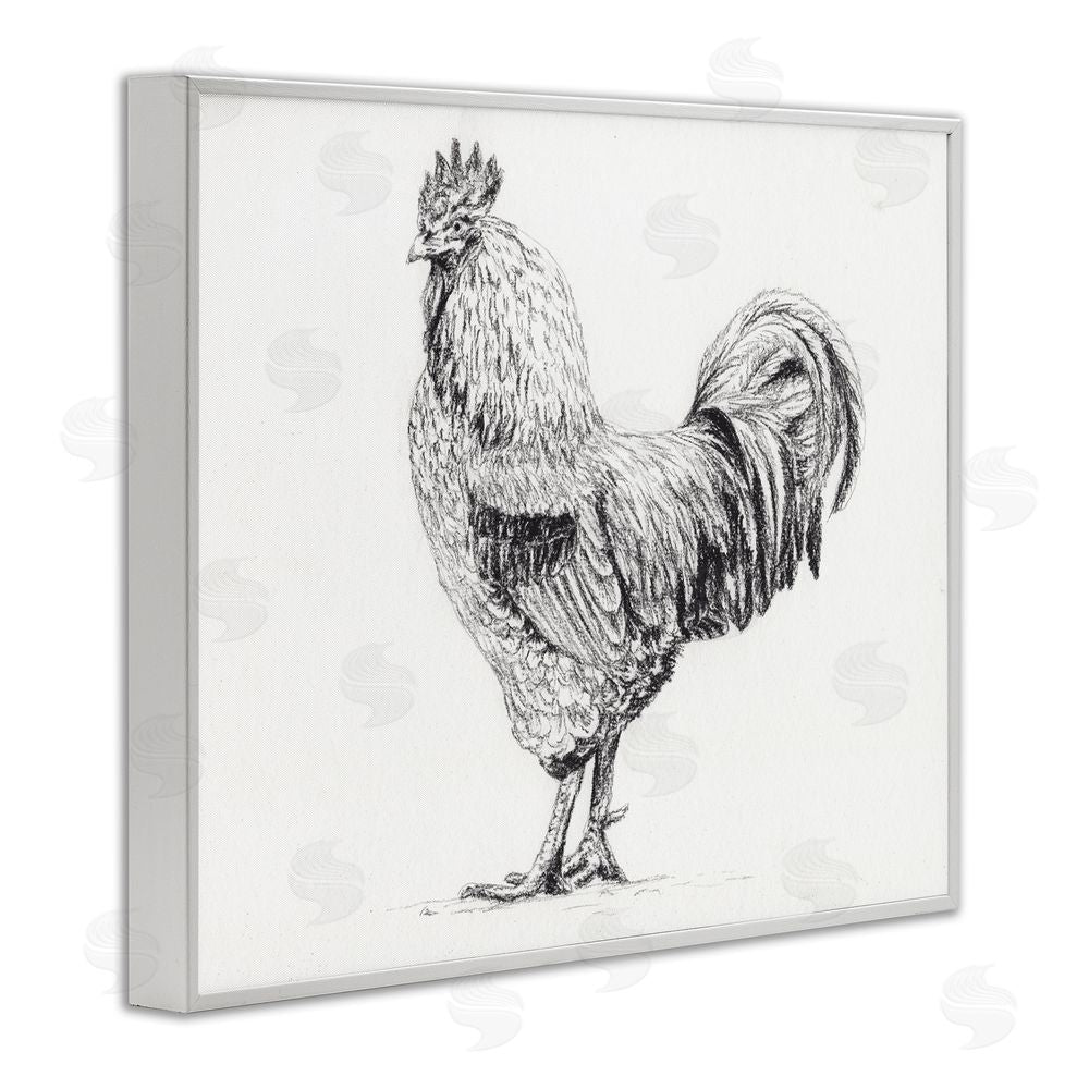Leah Noel Art Rooster in Charcoal White Framed Giclee Wall Art Print