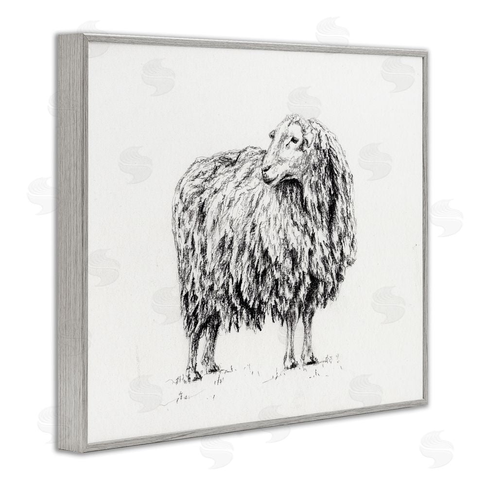 Leah Noel Art Sheep in Charcoal Gray Framed Giclee Wall Art Print