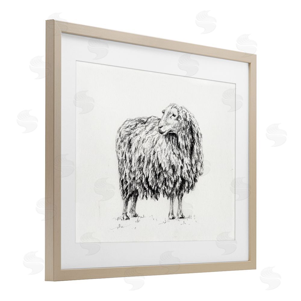 Leah Noel Art Sheep in Charcoal Birch Framed Print Under Glass Wall Art
